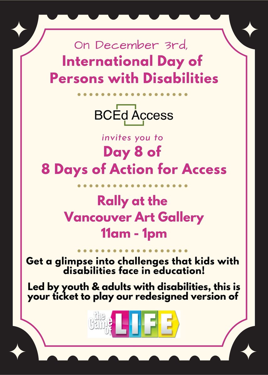 BCEdAccess's tweet photo. Come down today at 11 am to learn about the barriers to access for disabled children, youth and adults to education and other systems! #IDPWD2021 #AccessDelayedIsAccessDenied #bcedaccess⠀
(Replacing tweet with incorrect alt text) https://t.co/UmumLX1Hf7
