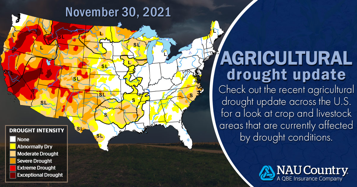 naucountry's tweet photo. The USDA produces an “Ag in Drought” bulletin to detail specific crops and livestock that are currently affected by drought conditions. Read more to see the latest. https://t.co/XufN8dx3yP. #NAUCountry #AgInDrought #USDA #Drought #Weather #CropInsurance #QBENA https://t.co/jmxi7dMsGc