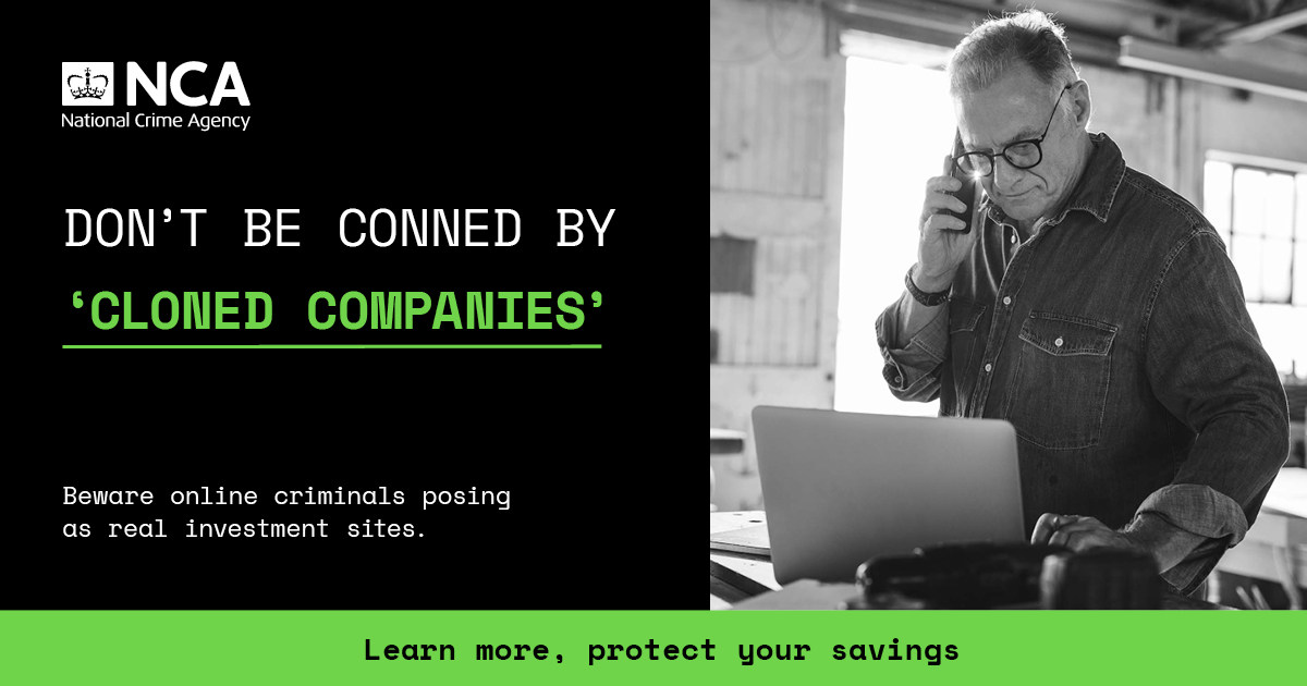 reportfrauduk's tweet photo. ‘Cloned company’ scams affect both new and experienced investors.

Fraudsters are impersonating the websites of real firms offering investments in stocks, cryptocurrency and ISA’s.

Learn to spot the signs, don’t hand your savings to a scammer: https://t.co/9P9bxslYIP https://t.co/fFCidQ4lhm