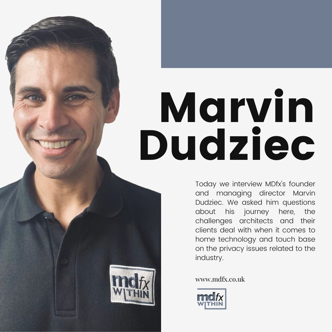 MDfx_Limited's tweet photo. We interviewed MDfx's Founder Marvin Dudziec and asked him questions about his journey here, the challenges architects and their clients deal with when it comes to home technology and touch base on the privacy issues related to the industry - Read here: https://t.co/PVhDBL2kni https://t.co/jJeWrR6HiX