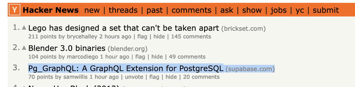 kiwicopple's tweet image. .@supabase is building a @PostgreSQL #graphql extension
news.ycombinator.com/item?id=294307…
