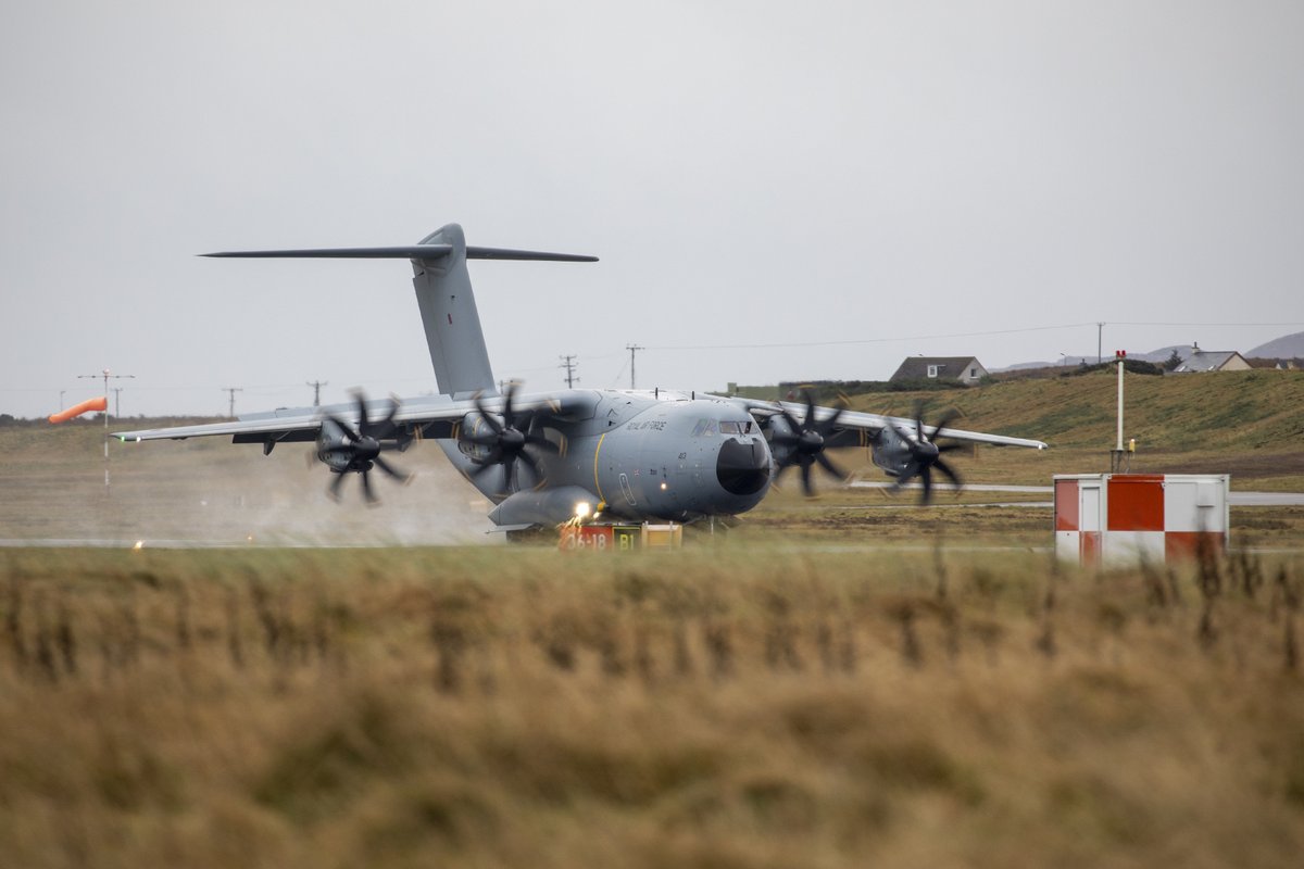RoyalAirForce's tweet photo. This week the RAF deployed to @SYYAirport on Exercise Agile Pirate. Over the 3 days the detachment practiced receiving and regenerating Typhoon aircraft, away from a main operating base, using fuel from an A400M.

Read more: https://t.co/Xpy45KOATp https://t.co/HXMuGtIsrN