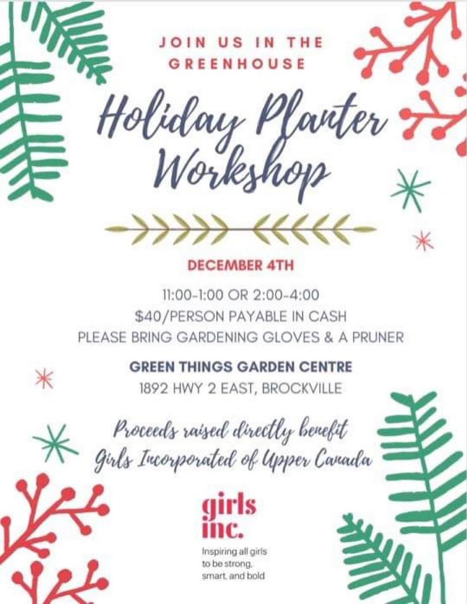 There’s still time to register for tomorrow’s workshops with Green Things Garden Centre. shorturl.at/rCKO6
#Brockville #LeedsGrenville