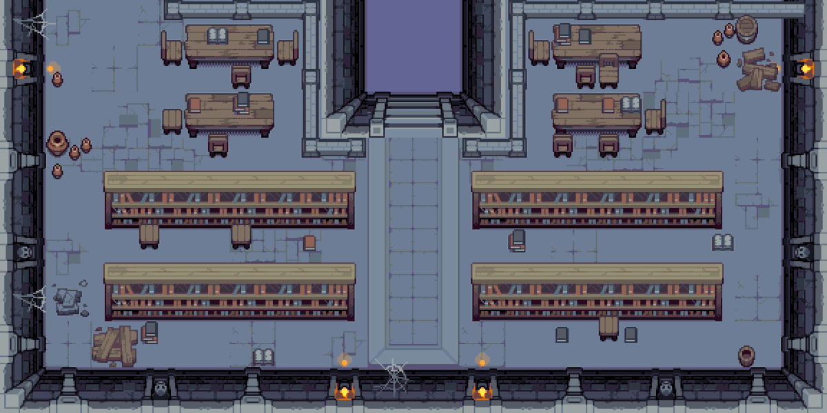Aaroneye's tweet photo. Library / Prison Dungeon
This tileset is available on Game Dev Market, if you're interested. Over 220 tiles included! https://t.co/bSjQp9HAhs

#aseprite #pixelart #gamedev https://t.co/gkcn90cZEh