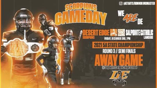 What: 5A Conference Semifinals
📍Salpointe Catholic HS
⌚️7pm

#WeAreDE 🦂🦂🦂