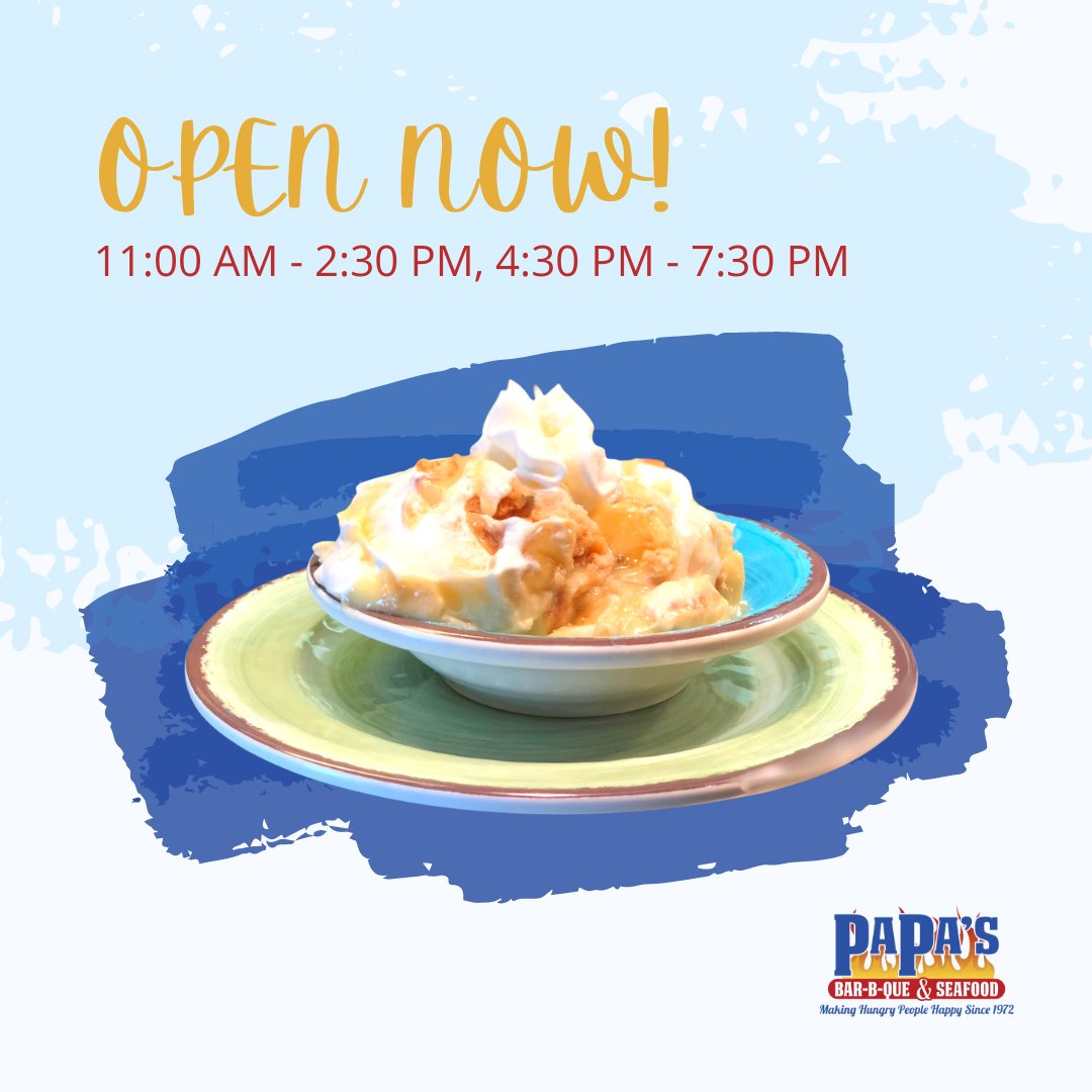 We're open today from 11:00 AM - 2:30 PM &amp; 4:30 PM - 7:30 PM! #BuyLocal #Savannah #GeorgiaBBQ #Yum
