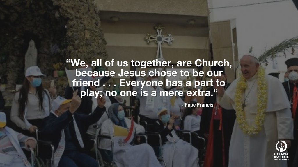 Pope Francis reminds us that the Church is a community and truly a home to all. 💕 Read his message of encouragement for the United Nations International Day of Persons with Disabilities: vaticannews.va/en/pope/news/2… #ocsbFaith #ocsbBeCommunity