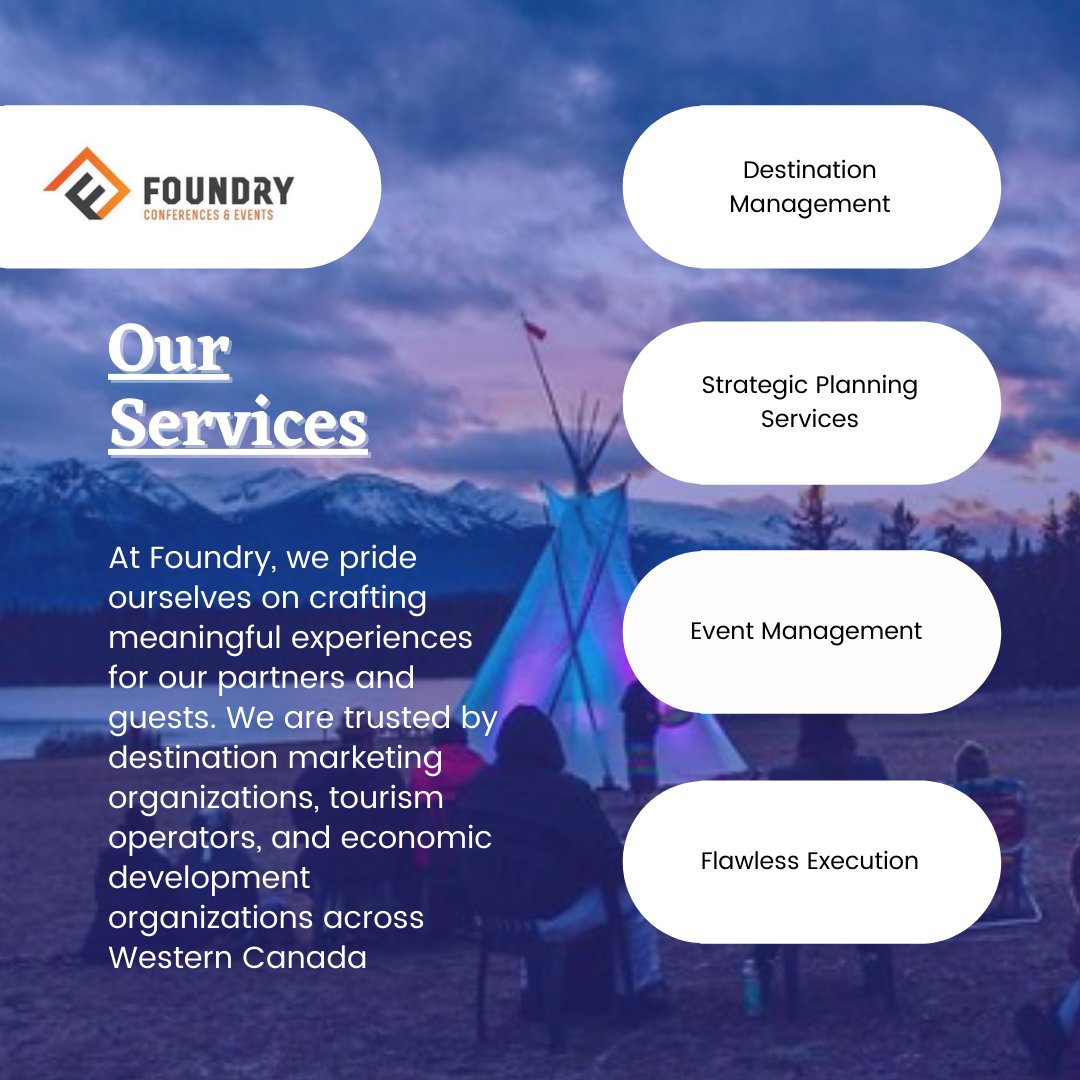EventsFoundry's tweet photo. At Foundry, we are trusted by destination marketing organizations, tourism operators, and economic development organizations across Western Canada because our team delivers, every time. 

#eventplanner #eventproduction #yeg #yegevents https://t.co/0zaXBMsDCg