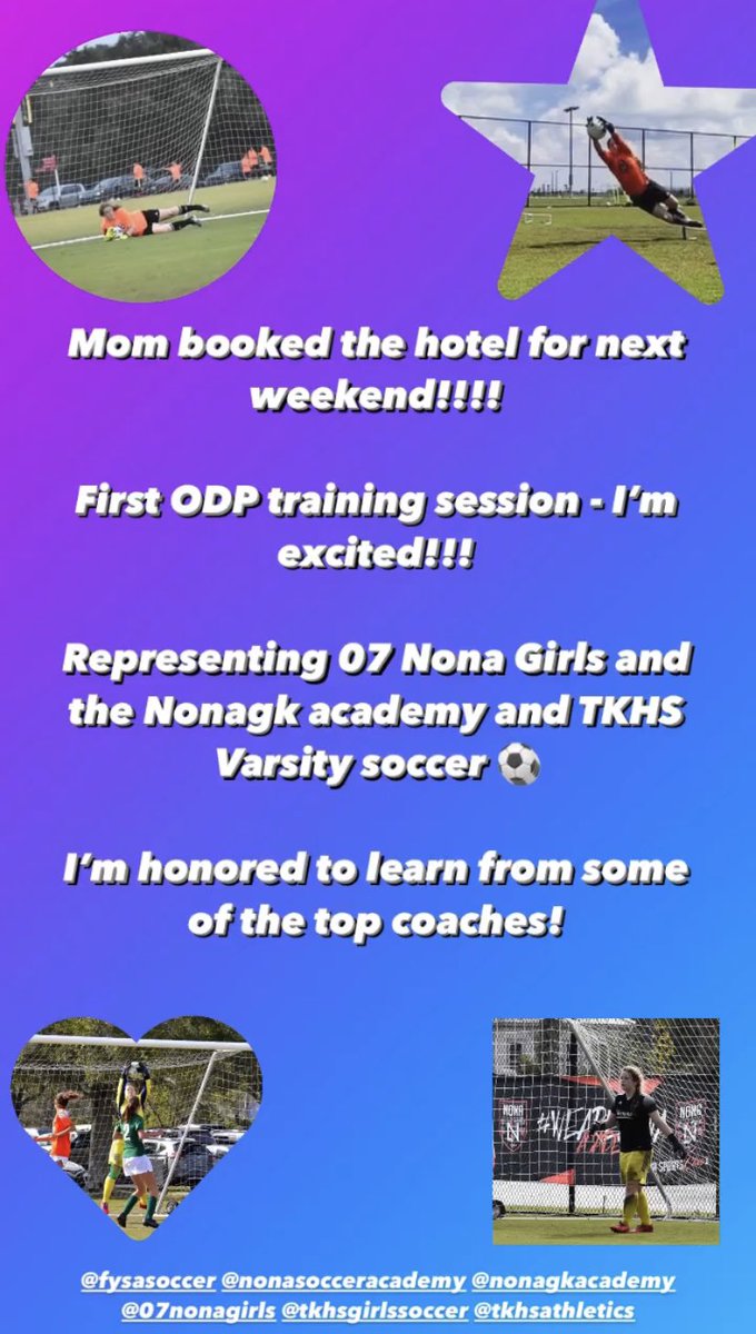 2025GKMH's tweet photo. ODP training countdown - one more week! Two games next week! I am so pumped! @Nonasoccer @FYSASoccer @RenegadeGk @usysodp #soccer #flodppool #floridateam #Florida @TKHSgirlssoccer @tkhstigers @Osceolaschools https://t.co/KtF1XfqhmT