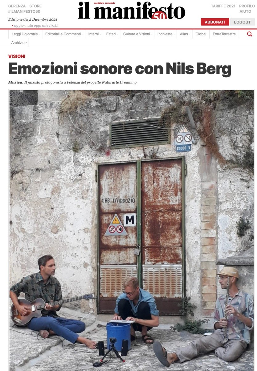 "Berg ha creato un passo sonoro interessante,coadiuvato dalla sua band ed ha riportato ciò che il giro che ha effettuato nelle terre afferenti ai 5 parchi della Basilicata gli hanno ispirato". 
#naturarteDreaming #musica  #Jazz #teatro #potenza #ilmanifesto #naturartebasilicata