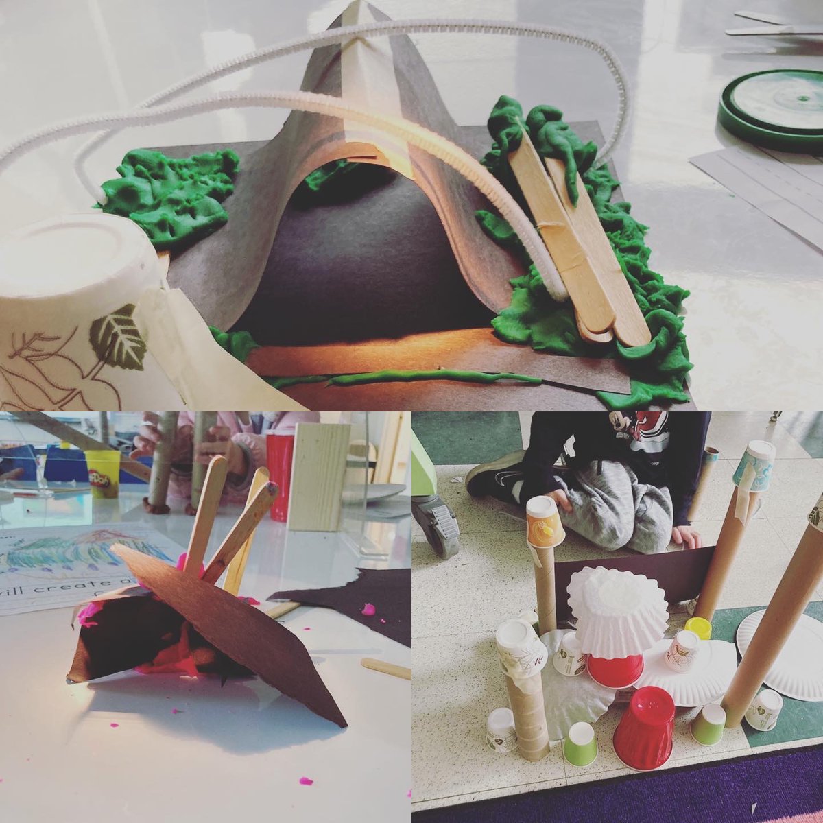 lakeviewstemlab's tweet photo. Kindergarteners were tasked with solving the ultimate problem- How can we eat ice cream in the sun without it melting? These shade structures would be a great place to eat some #denvilledairy in! #STEMeducation https://t.co/Sc1x0XhRQG