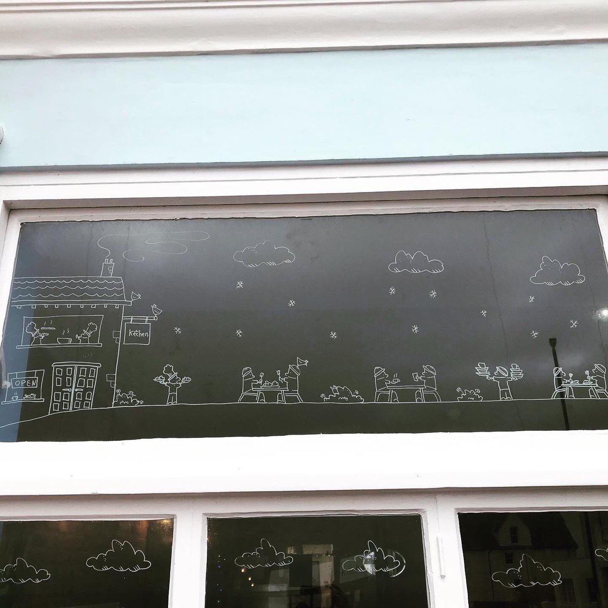 If anyone finds themselves in #margate this weekend, go check out the windows <a href="/TheKitchen_CT9/">The Kitchen CT9</a> as I have been drawing all over them, just in time for the annual wintery, christmassy stuff. (Also have some of their lovely food!) #EatLocal #SupportLocal #Thanet #kent #Drawing