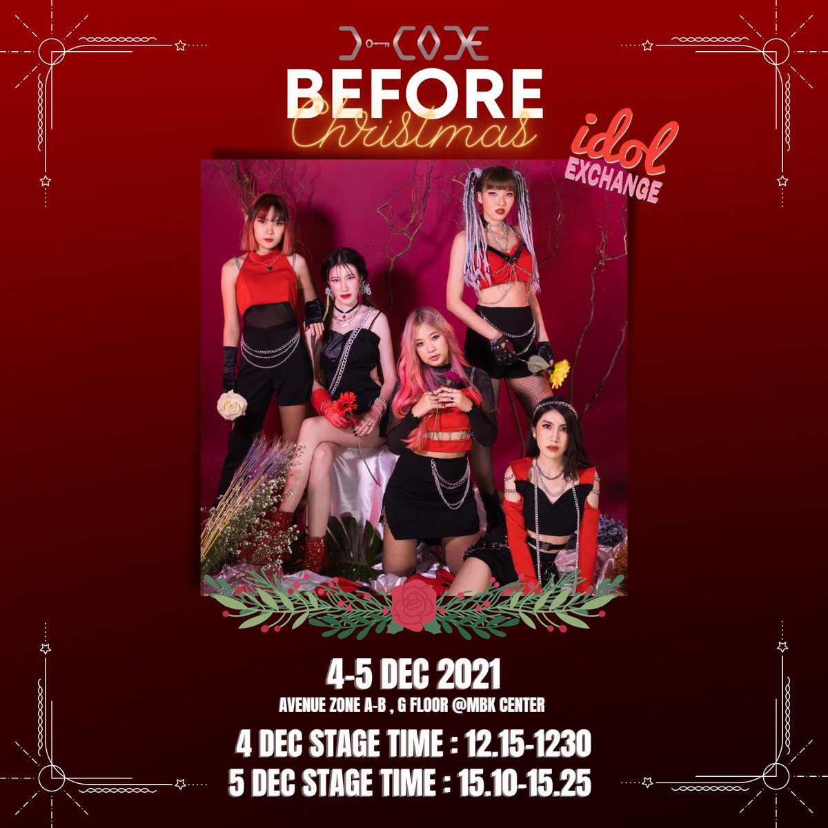 Galax_Records's tweet photo. Idol Exchange  Before Christmas 
MBK Center  Avenue Zone A-B , G Floor
พบกับการแสดงสุดพิเศษ
ในธีม Christmas จากสาวๆ D-Code
วันที่ 4 ธันวาคม เวลา 12.15-12.30 น.
วันที่ 5 ธันวาคม เวลา 15.10-15.25 น.

#TPOP
#IdolExchange #BeforeChristmas
#MBKCenter
#Dcodeth 
#Galaxrecords https://t.co/YpAmR13no0