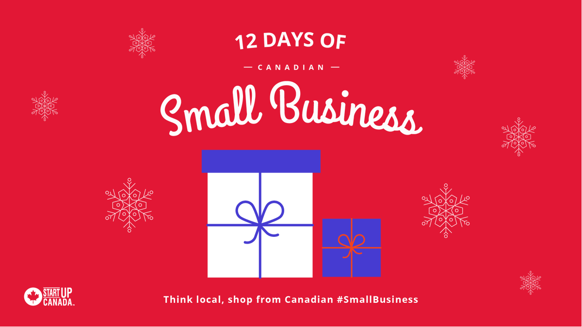 Startup_Canada's tweet photo. Have yourself a merry little.. business? That's right, this year we're calling on you to think local and buy your holiday gifts from small businesses. Starting Dec 6, each day we'll feature a Canadian #SmallBiz that you can support! Like and follow our thread 👇 #12DaysCountdown https://t.co/tqhfTDjuIq