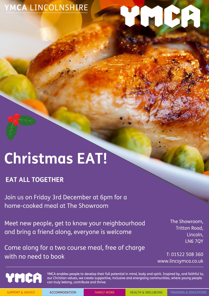 YMCALincs's tweet photo. 🧑‍🎄 Just over one hour to go until the return of our #Christmas EAT event @ShowroomLincoln!

🎄 Our Christmas tree is up, the festive tunes are playing and the crackers are ready, so come along and join in with the cheer and a FREE two-course Christmas meal!

#YMCA #Lincolnshire https://t.co/d1YXQKorfm