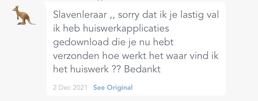 De automatische vertaalfunctie in <a href="/Seesaw/">Seesaw</a> is fantastisch wanneer anderstalige kinderen in quarantaine moeten. En ook grappig 😁 (typfoutje in de eigen taal geeft een bijzonder resultaat 😉)
#AppleDistinguishedSchools #AppleEDULeaderChat #ict #onderwijs