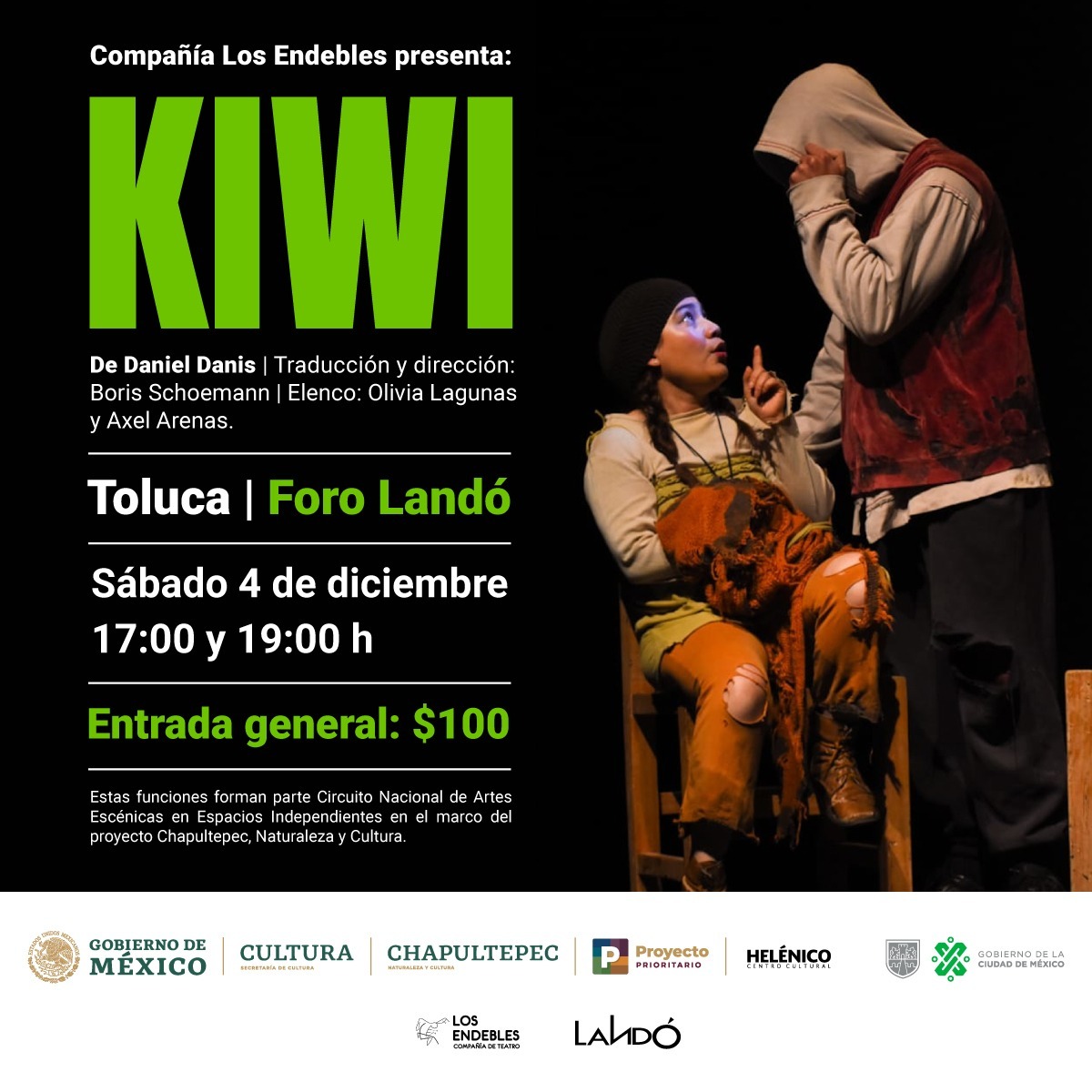 Teatromania_Mx's tweet photo. Amiguitos de  @TolucalaBellaCd  mañana #SábadoTeatral único día, 2 funciones de #Kiwi  con @OliviaLagunas  y #axelarenas de los @Endebles  5 y 7 pm  la cita es en #ForoLandó, Ven a conocer la historia de estos singulares niños en condición de calle...
#TeatroDe100 https://t.co/NJrmUw9VGm