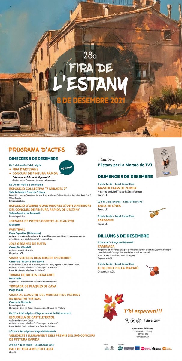 comarcamoianes's tweet photo. Aquest cap de setmana i al llarg del pont al #Moianès moltes activitats per a tots els públics. 
Consulta tot el què pots fer a 👉l'Agenda d'Activitats del Moianès: https://t.co/By1QmyRbts / T'esperem també a totes les fires de desembre, el dia #8des a @viulestany ! https://t.co/0Qk3LHZxUb