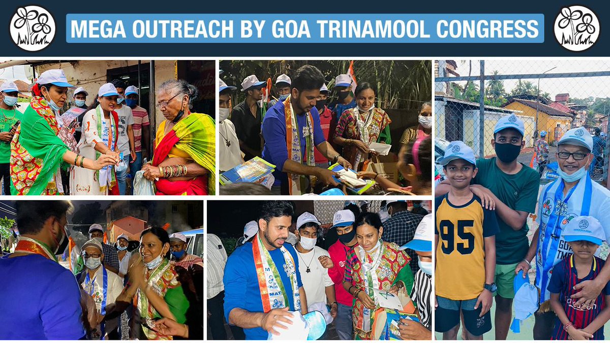 AITC4Goa's tweet photo. Today Shri @tiwarymanoj and Goa Trinamool Congress leaders participated in a mega outreach program! They reached out to Goans through a door-to-door campaign, listening to their grievances that @BJP4Goa failed to address.

Goa awaits a New Dawn! #GoenchiNaviSakal https://t.co/5EloZwDC8m