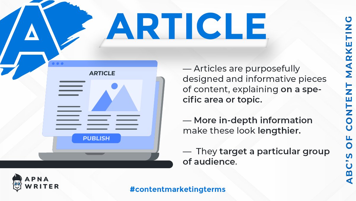 ApnaWriterofcl's tweet photo. Article = Piece of content targeting a specific group of audience

#article #apnawriter #sravanisundeep #abcsofcontentmarketing #targetaudience #contentcreation #articlewriting #articlewriter #articlewritingservices #articlepublishing https://t.co/3Q9FG8stzz