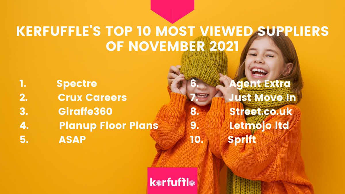 KerfuffleClub's tweet photo. Here are the most viewed suppliers on Kerfuffle - NOV 21🍾 https://t.co/DVgLkpvRFP
1. @SpectreSoftware
2. @cruxcareers
3. @Giraffe360
4. @PlanUpUK
5. #ASAP
6. #AgentExtra
7. @JustMoveIn_
8. https://t.co/MF7PzLXsgG
9. @weareletmojo
10. @SpriftProperty https://t.co/FEolXICEY6