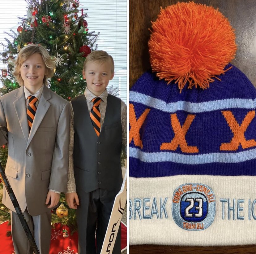 MhdSQAOrange's tweet photo. Seeing double at the Tschakert house today! One is looking to score and one to save! #DapperDudes https://t.co/0wcmnvNQPa