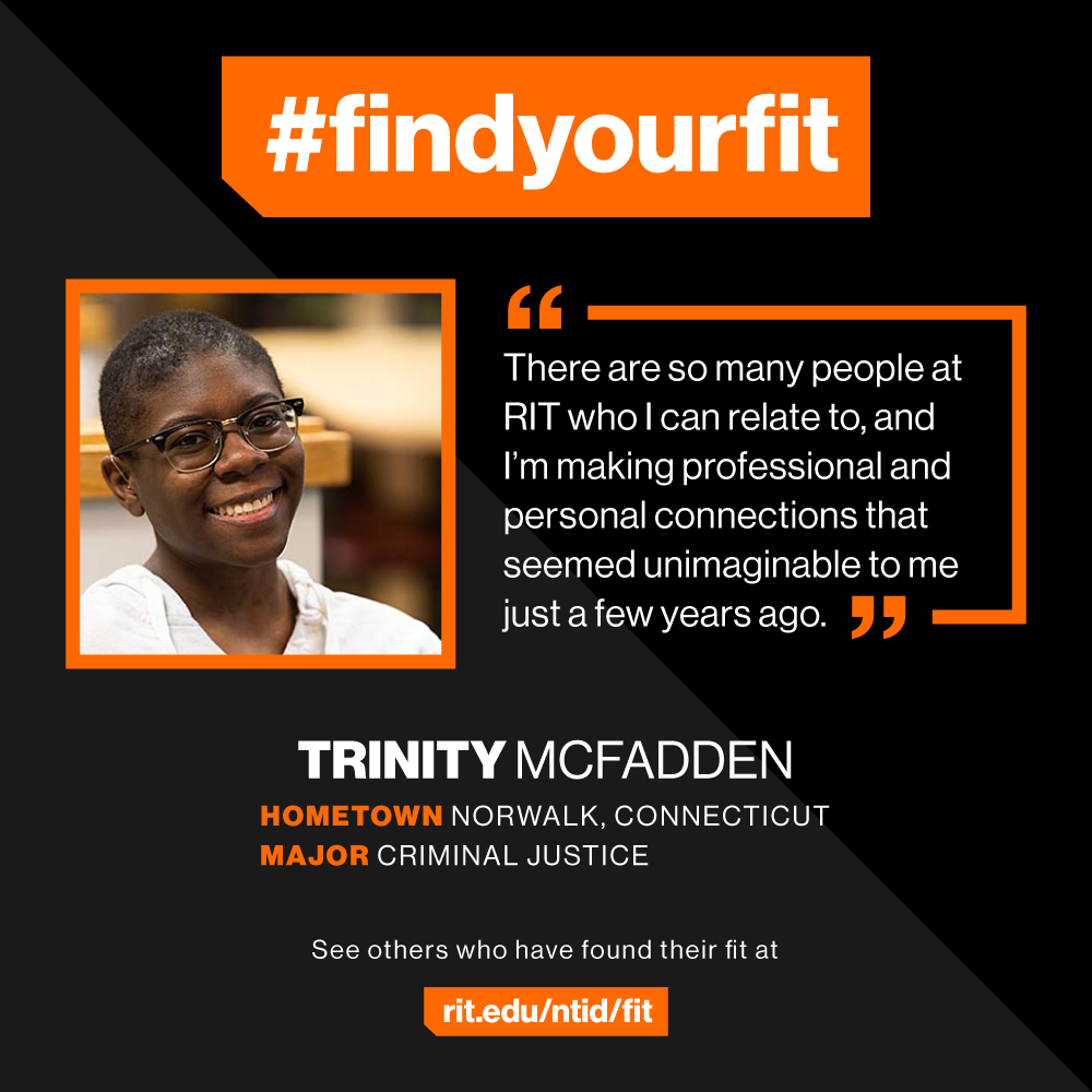 RITNTID's tweet photo. Trinity McFadden found their fit in our Criminal Justice program. See others who have found their fit: https://t.co/Eh9rqyqsy4

#FindYourFit #FYFF #FindYourFitFriday #DeafExcellence #ProudTiger #TigerPride #RITNTID https://t.co/KhlLRvazOB