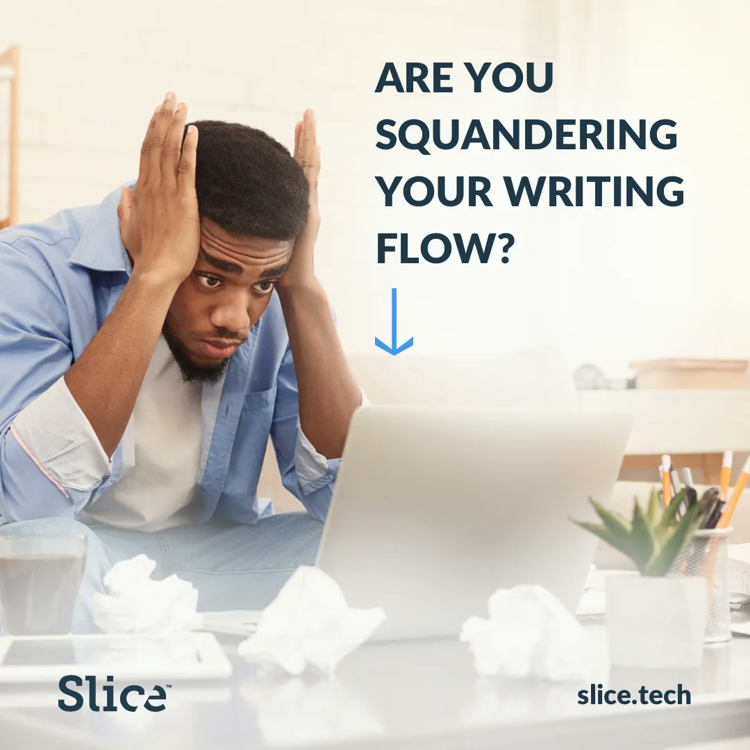 Slice_Tech's tweet photo. 🛑 Stop squandering your own writing flow! ✋

Depending on your work style, your setup could actually be doing way more harm than good. 

Comment “WRITEON” if you want a sneak peek at how Slice can help you find writing flow! 

#onlinemarketing #marketingtips #digitalagency https://t.co/NMOv2Yp7FV