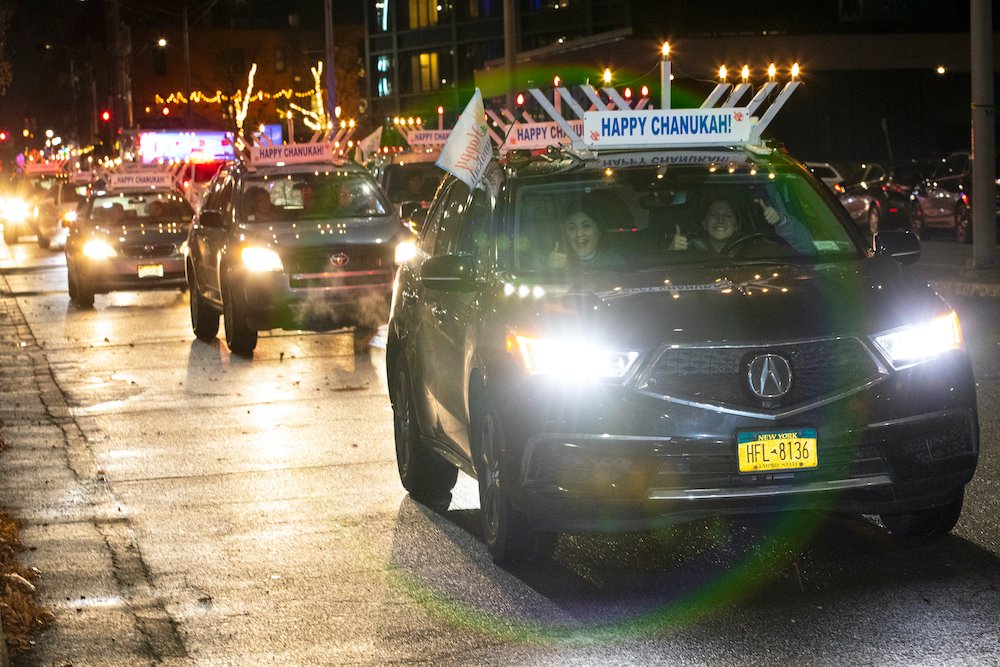 binghamtonu's tweet photo. The Rohr Chabad Center for Jewish Student Life at Binghamton University celebrated Hanukkah last night with a “Car Menorah Parade" throughout the area. https://t.co/0vt4qoSsEr