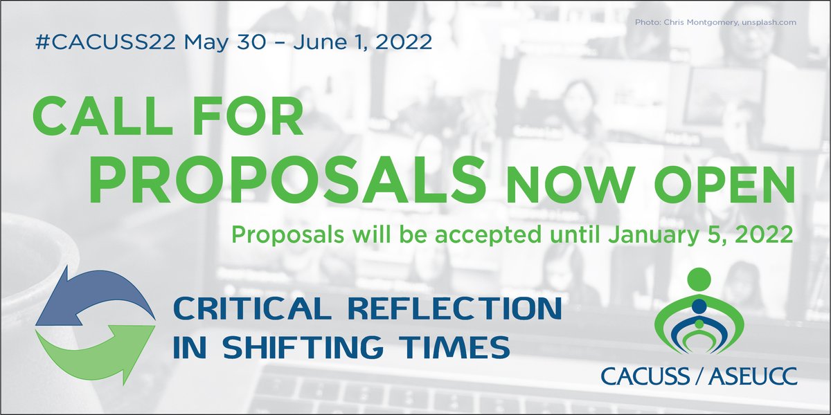 Submit your proposal to present at our next CACUSS Conference! We're looking forward to another year of insightful and inspiring conversations, and we want you to be a part of it! Deadline for proposals is January 5th, 2022. Learn more: ow.ly/i6lW50H241Y

#studentaffairs