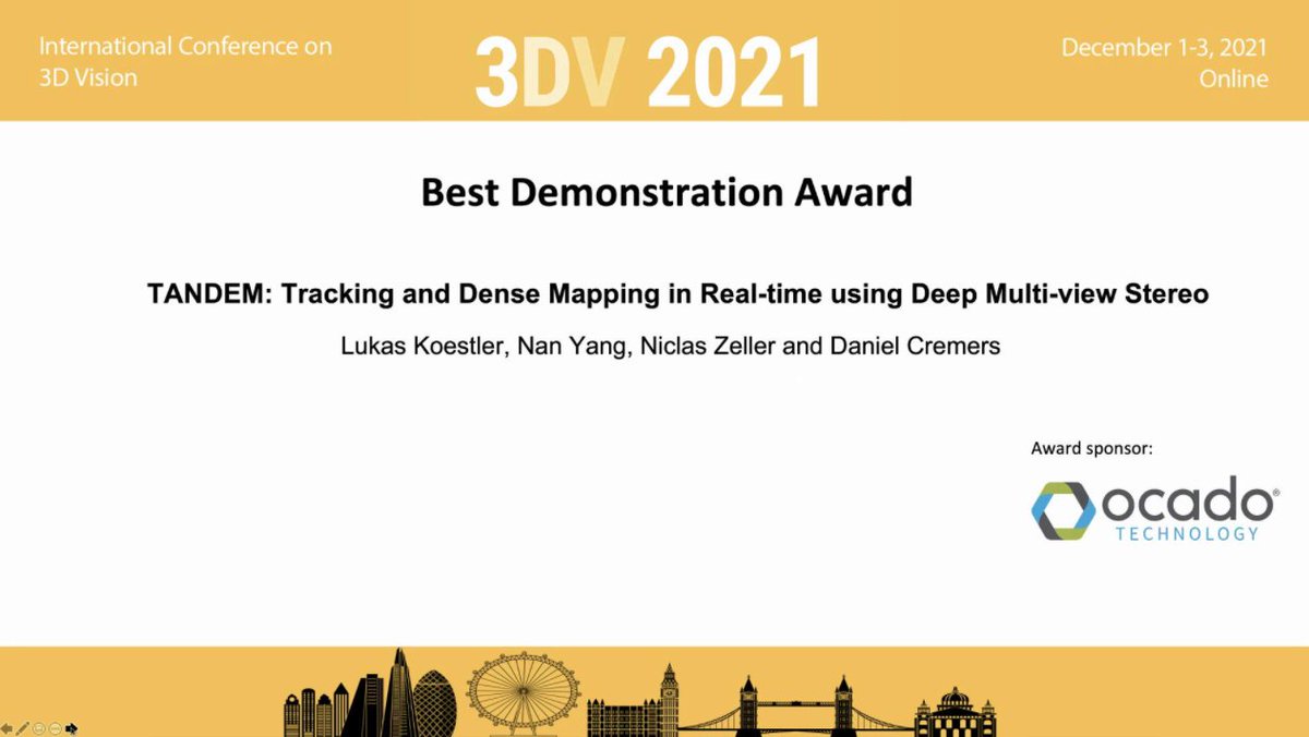 LukasKoestler (@koestlerlukas) on Twitter photo TANDEM just won the <a href="/3DVconf/">International Conference on 3D Vision</a> Best Demo Award 🎉 I want to thank <a href="/NanYang719/">Nan Yang</a>, <a href="/NiclasZeller/">Niclas Zeller</a>, and Daniel Cremers for this great team effort. A huge thanks to <a href="/3DVconf/">International Conference on 3D Vision</a> and all chairs, specifically the demo chairs <a href="/MargaritaChli/">Margarita Chli</a> and Tony Tung! TANDEM just won the <a href="/3DVconf/">International Conference on 3D Vision</a> Best Demo Award 🎉 I want to thank <a href="/NanYang719/">Nan Yang</a>, <a href="/NiclasZeller/">Niclas Zeller</a>, and Daniel Cremers for this great team effort. A huge thanks to <a href="/3DVconf/">International Conference on 3D Vision</a> and all chairs, specifically the demo chairs <a href="/MargaritaChli/">Margarita Chli</a> and Tony Tung!