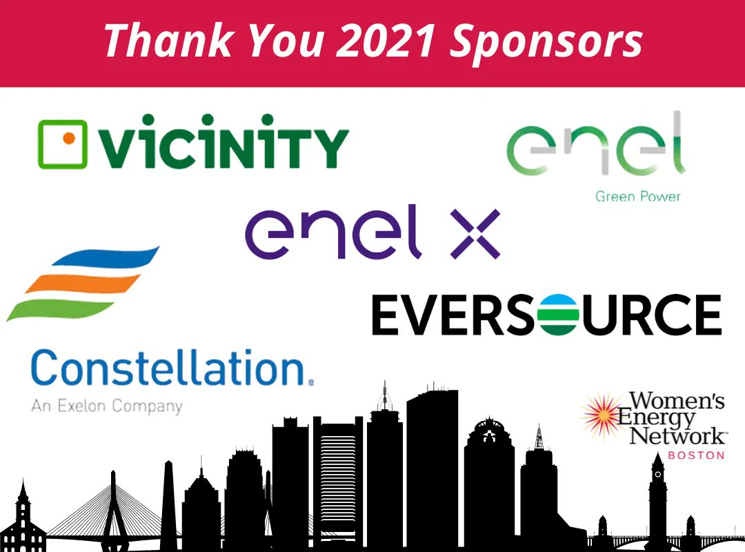 #WENBoston would like to thank our 2021 Sponsors. With your generous contributions, we were able to put on excellent programming for our members this year. Many thanks to Enel Green Power, Enel X, Constellation, Eversource Energy, and Vicinity Energy. We appreciate you!