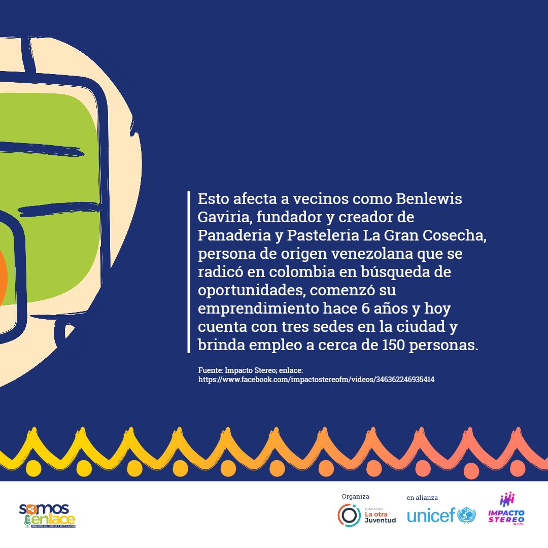 JuventudEliter's tweet photo. ¿Cuéntanos que piensas de esta información? ¿Culpas a las personas migrantes venezolanas de la delincuencia en tu municipio?
#SomosEnlace #Migración #CombatiendoLaApatridia #ReDeIdeas
#HistoriasTerritoriales #SomosEnlaceETPV @LaOtraJuventud @UNICEFColombia @impactostereo_ https://t.co/IDfSYjqrpe