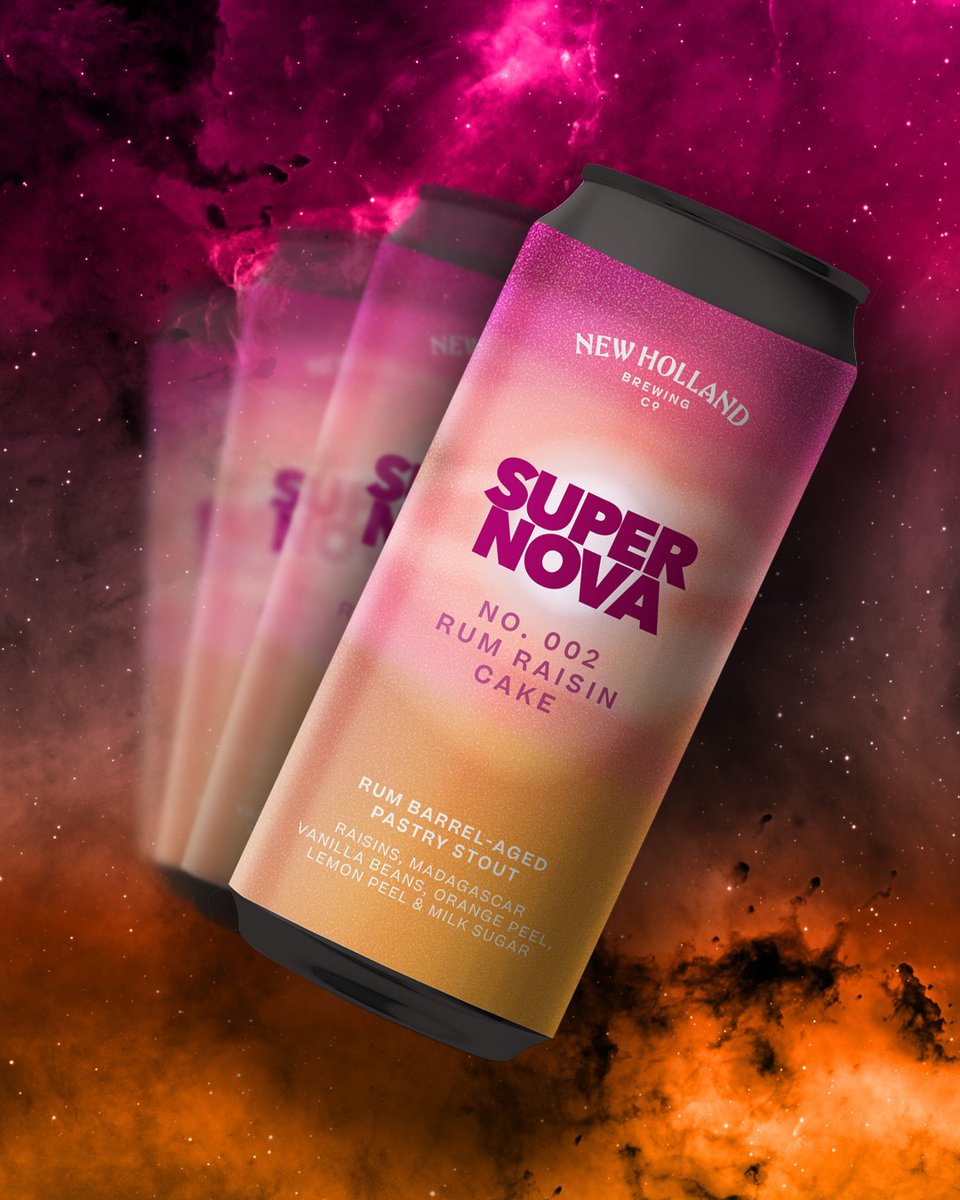 PRE-ORDER – Supernova (No. 002) Rum Raisin Cake – a rum barrel-aged pastry stout with raisins, milk sugar, Madagascar vanilla beans, orange peel & lemon peel. Pre-order link 👉 bit.ly/3lzU4yt