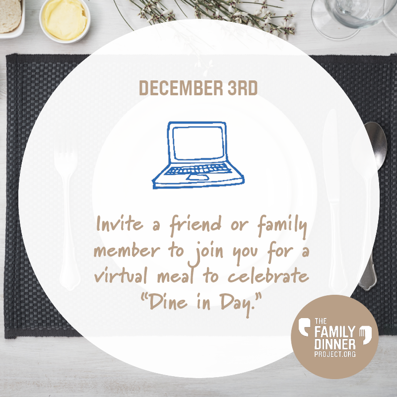 FDP_Tweets's tweet photo. It's #DineInDay! Have a meal with someone special, either in person or online. #FCSDay @aafcs #FamilyDinner #FamilyFun #togetherness https://t.co/ybr10PaZp8