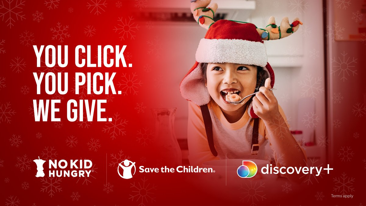 Make the holidays happier by directing our donations to kids in need. #discoveryrise @NoKidHungry <a href="/SavetheChildren/">Save the Children US</a>

Learn more: discoveryplus.com/dp/social-impa…. Terms apply.