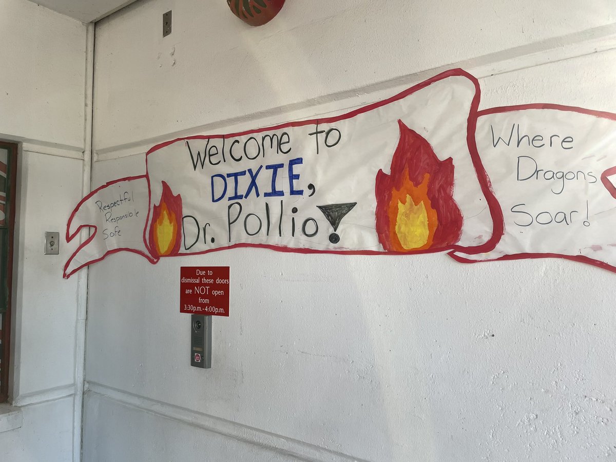 JCPSSuper's tweet photo. Pretty cool sign greeted me this morning at @DixieDragons082. Thanks @DixiePrincipal for the great visit with your kids and staff. Lots of energy and learning going on in this building. #WeAreJCPS https://t.co/ph7YG1QY2R