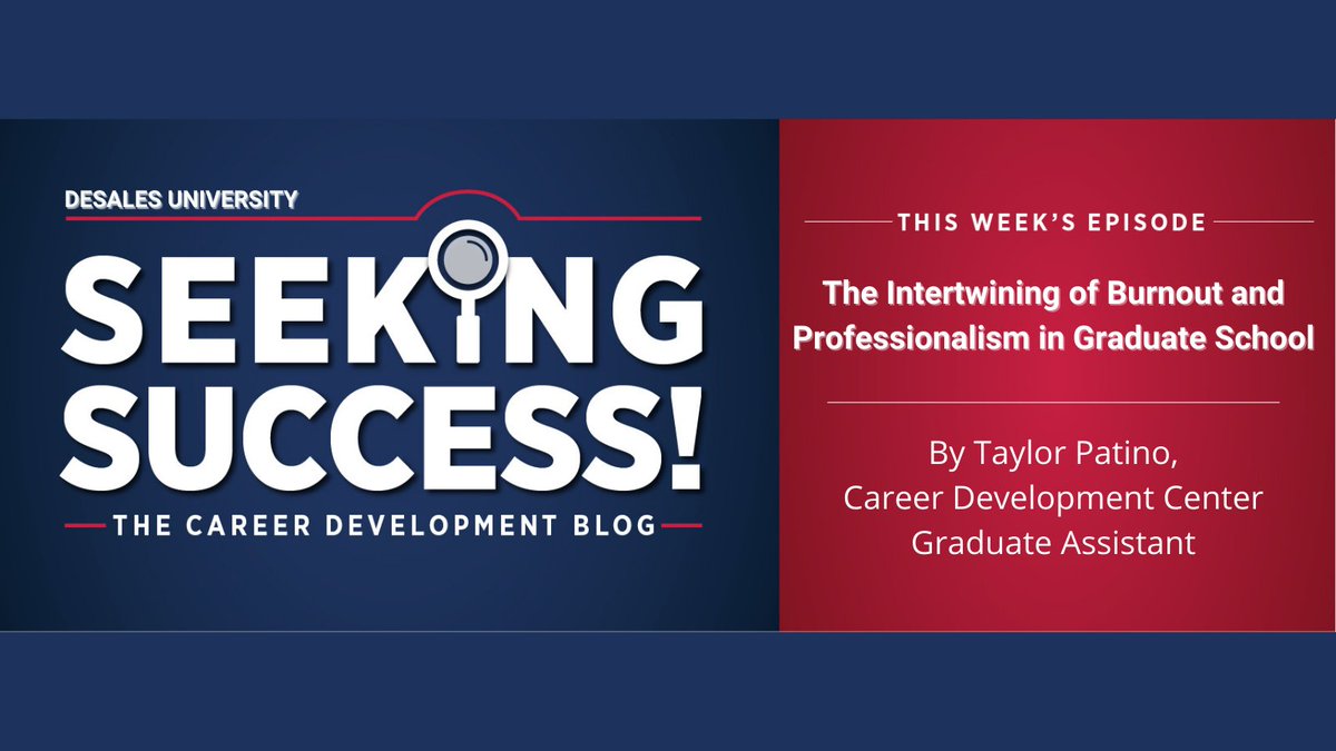 DSUCareer's tweet photo. Are you a graduate student trying to not burnout by finals? Check out this week's blog post by our awesome Graduate Assistant, Taylor Patino on "The Intertwining of Burnout and Professionalism in Graduate School"!

Read the full blog post below 👇
https://t.co/0adgLP7kd9 https://t.co/76SKgFsJPN