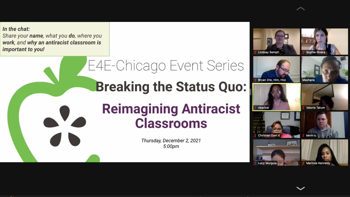 Ed4Excellence's tweet photo. Last night, #E4ECHI hosted over 60 educators across the city for the final installment of their "Breaking the Status Quo" Series, which focused on antiracist classrooms. Did you miss out or are craving more? Follow us for the latest updates! https://t.co/Cus7pUWQ6n