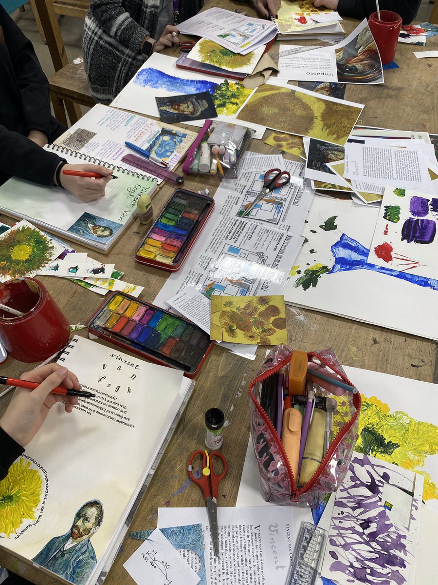 We love a busy table in the Visual Art department! Year 10 have been hard at work today! #gcse #create #paint #analyse #aspire