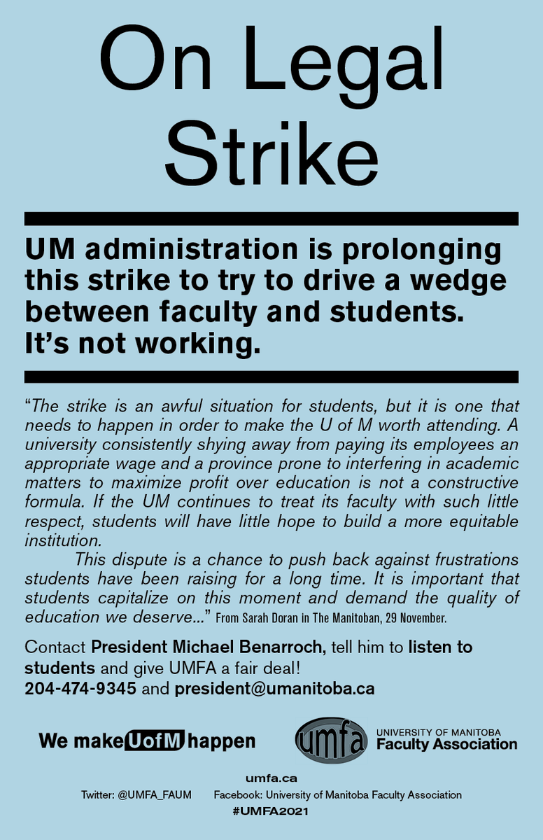 UMFA_FAUM's tweet photo. UM administration is prolonging this strike to try to drive a wedge between faculty and students. It’s not working.  #umfa2021 #umfastrike #umfaSTRONG https://t.co/jg3e8tDBib