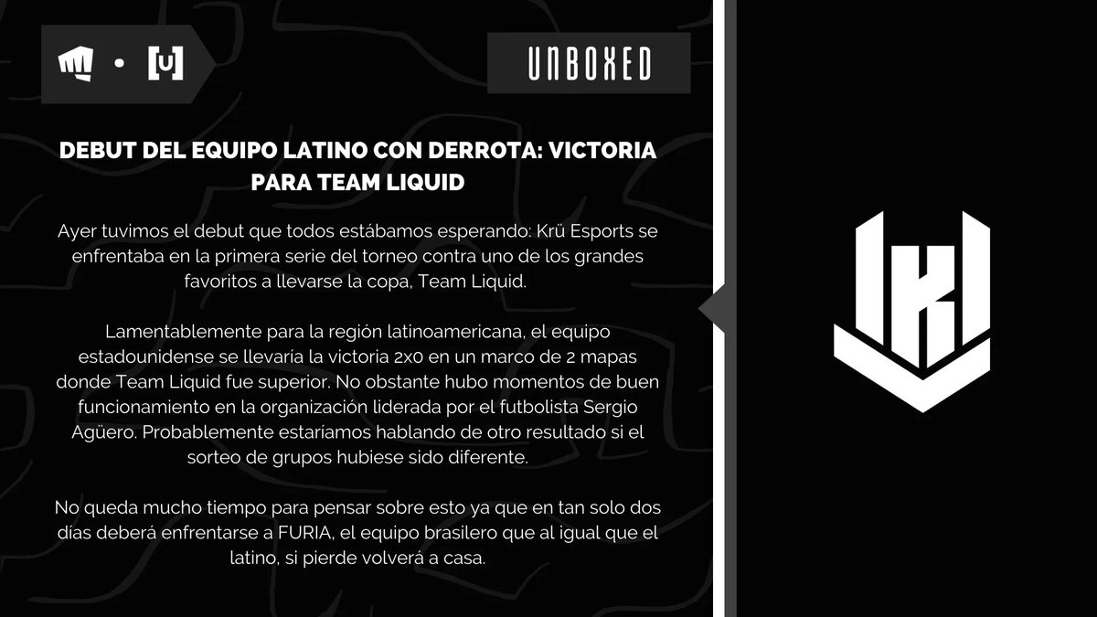 UnboxedES's tweet photo. #UXRec | Duro debut para @KRUesports, se lleva la derrota 🆚 @LiquidValorant 0x2 ⏬
#VALORANTChampions #VALORANT https://t.co/KwlEg2pL1h