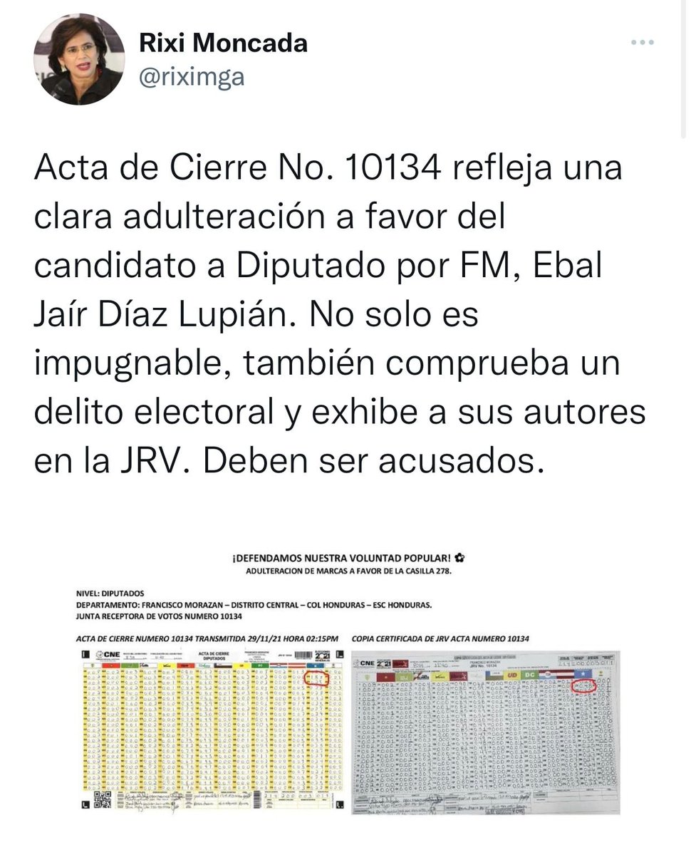 HondurasHumana's tweet photo. 🔵ALERTA🔵
Autoridades del Consejo Nacional Electoral - CNE solicitan a la Unidad Especial de delitos electorales del Ministerio Público de carácter urgente iniciar procesos de investigación en actas adulteradas que benefician a candidatos del Partido Nacional.
#ElPerroAmarillo https://t.co/T58OavnwIT