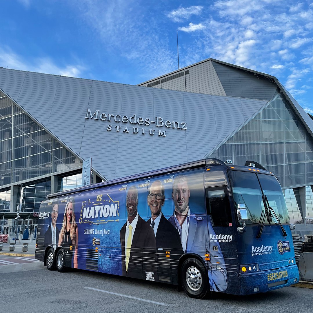 📍 #SECChampionship The @Academy #SECNation Bus is in ATL for the big one! No. 1 @GeorgiaFootball vs. No. 3 @AlabamaFTBL 🏆