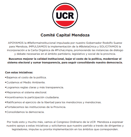 ucrcapitalmzaok's tweet photo. Desde la @ucrcapitalmzaok vamos al Congreso partidario a impulsar y apoyar iniciativas concretas en beneficio de todos los mendocinos.
@UlpianoSuarez https://t.co/VeqQpm11gE