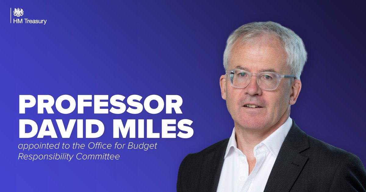 hmtreasury's tweet photo. Chancellor @rishisunak has nominated Professor David Miles to the Office for Budget Responsibility Committee. 

The Committee is responsible for the core functions of the OBR and all judgements made in their economic and fiscal forecasts. 

https://t.co/Fi1fRYzYWb https://t.co/GO3GlOv37K