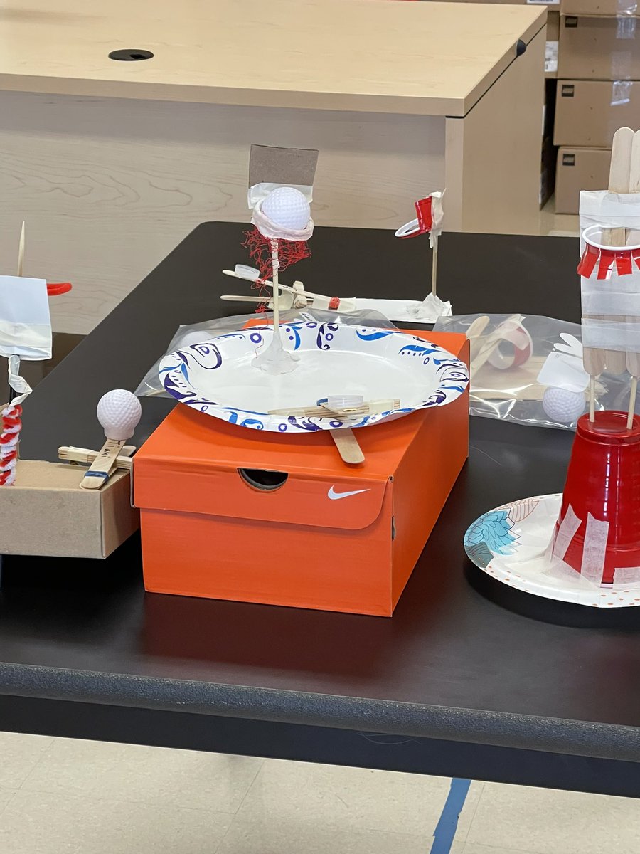 Gabi_Nino5's tweet photo. Look at this meaningful mess!  Students at High Point Elementary designing Rube Goldberg machines.  I have to go back for more, I haven’t mastered them yet! Intense critical thinking required! @BeltonISD @CZepernickBISD https://t.co/VQ3kgLsjrB
