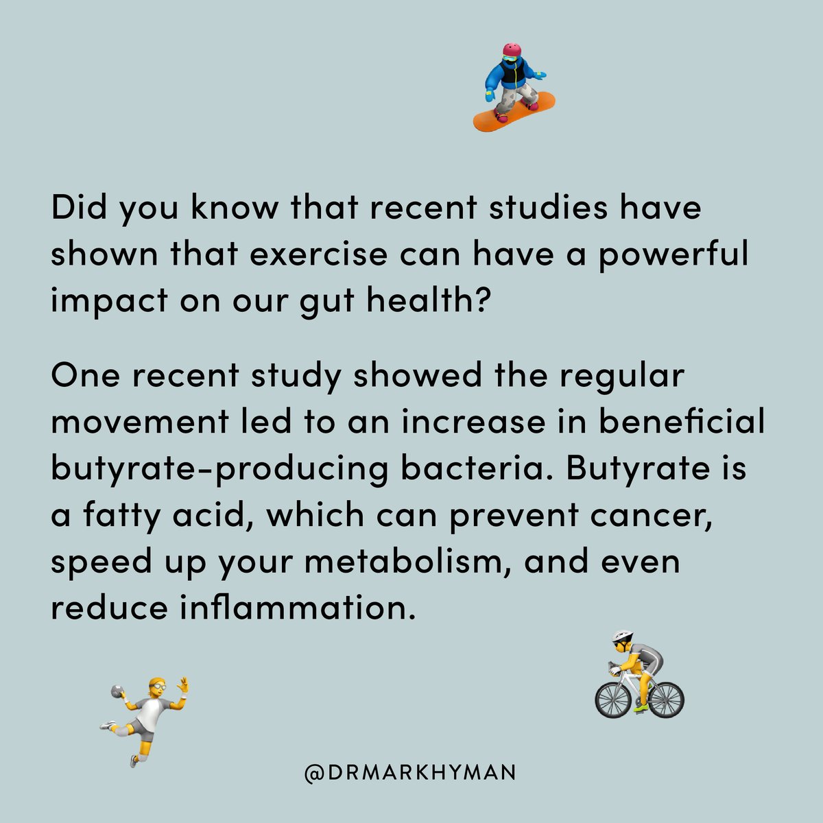 This means that movement matters. I love to play sports such as tennis, swimming, and biking. What's your favorite way to move?