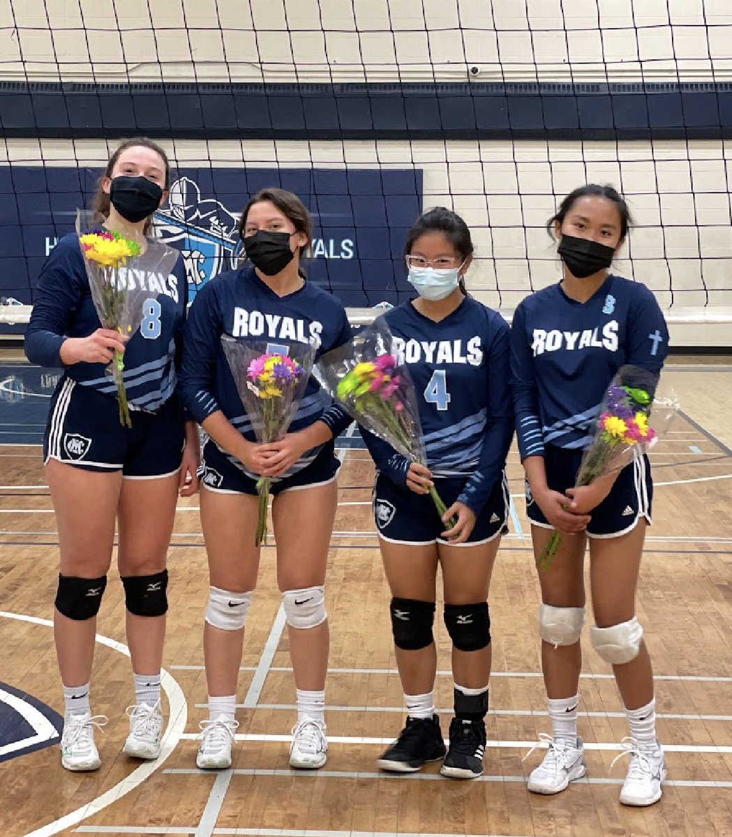 McsRoyals's tweet photo. Honouring a few of our grade 12 Women’s Volleyball players for their many years of playing for MCS and for their final volleyball season!💙💙💙GO ROYALS!! https://t.co/xdSztvf2c7