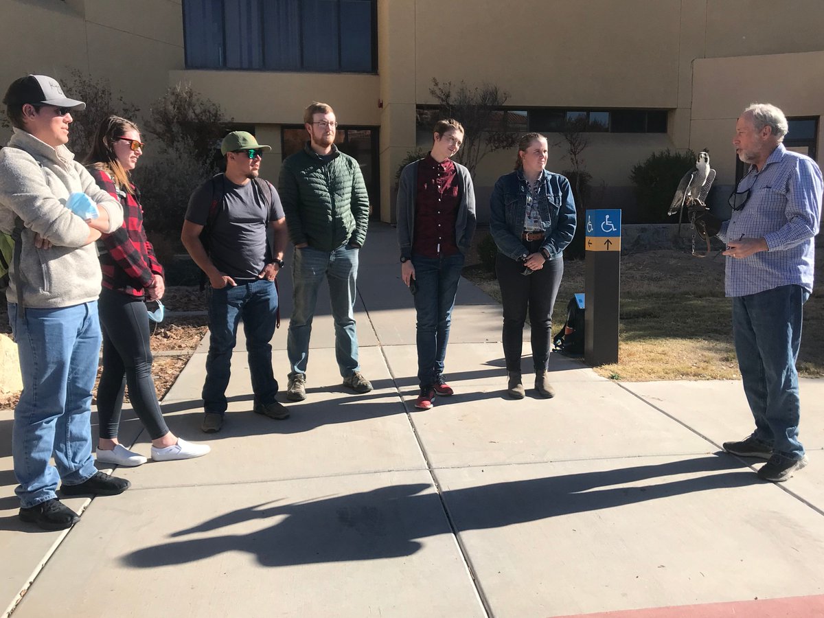 nmsu_fwce's tweet photo. Every course in 'Science-based Decision Making in Wildlife Management: A Quantitative Approach' should get an outside opinion. Co-instructor Brian Millsap (FWCE Affiliated Faculty &amp; USFWS National Raptor Coordinator) brought along 'Amigo' to provide peregrine falcon insights https://t.co/PJzScTodPU